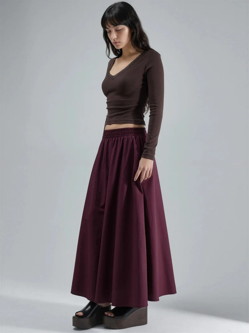 Busem BUSEM Elastic Waist Midi Skirt with Pockets